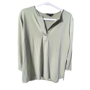 Banana Republic Green V-Neck Long Sleeve Blouse Sz Small